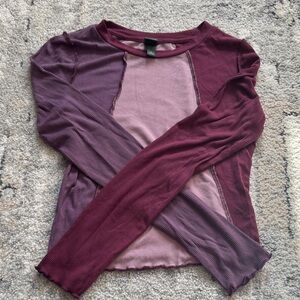 Wild Fable Maroon and Mauve Long Sleeve Top Size Small